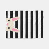 Nieuwsgierig Bunny | Stripes | Zwart-wit Fleece Deken (Voorkant (Horizontaal))