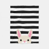 Nieuwsgierig Bunny | Stripes | Zwart-wit Fleece Deken (Voorkant)