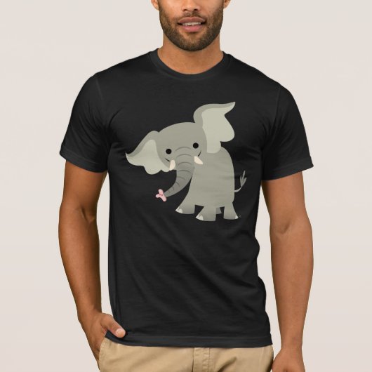 Nieuwsgierig Cartoon Elephant T-Shirt (Voorkant)