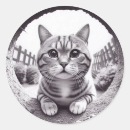 Nieuwsgierig Cat Shades of Grey Ronde Sticker