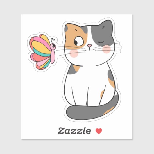 Nieuwsgierig Cat Waterdicht Sticker (Vel)