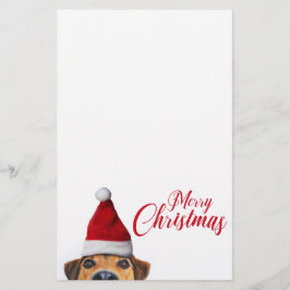 Nieuwsgierig Cute Funny Dog met Santa Hat Briefpapier