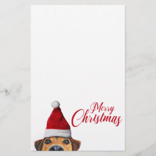 Nieuwsgierig Cute Funny Dog met Santa Hat Briefpapier