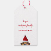 Nieuwsgierig Cute Funny Dog met Santa Hat Cadeaulabel (Achterkant)