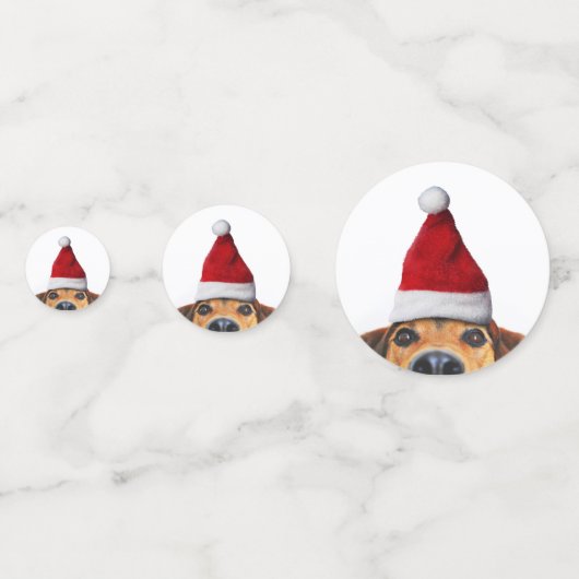 Nieuwsgierig Cute Funny Dog met Santa Hat Confetti (Achterkanten)
