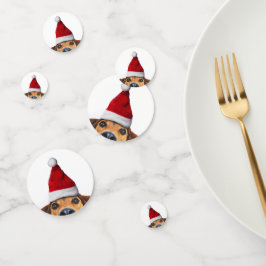 Nieuwsgierig Cute Funny Dog met Santa Hat Confetti
