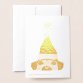 Nieuwsgierig Cute Funny Dog met Santa Hat Folie Kaarten (Met envelop)