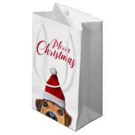 Nieuwsgierig Cute Funny Dog met Santa Hat Klein Cadeauzakje