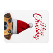 Nieuwsgierig Cute Funny Dog met Santa Hat Magneet (Horizontaal)
