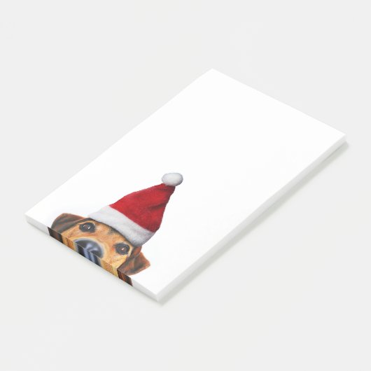 Nieuwsgierig Cute Funny Dog met Santa Hat Post-it® Notes (Schuin)