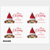 Nieuwsgierig Cute Funny Dog met Santa Hat Rechthoekige Sticker (Vel)
