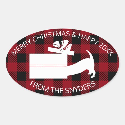 Nieuwsgierig Dachshund in Gift Ovale Sticker (Voorkant)