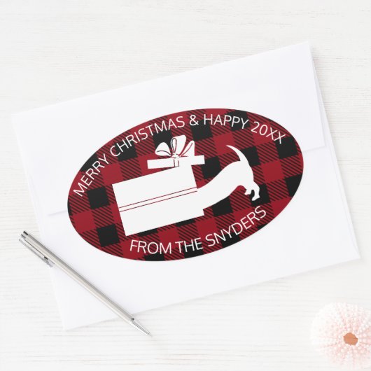 Nieuwsgierig Dachshund in Gift Ovale Sticker (Envelop)