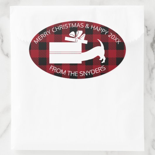 Nieuwsgierig Dachshund in Gift Ovale Sticker (Tas)