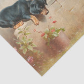 Nieuwsgierig Dachshund-Puppy en kikker van Reicher Tissuepapier (Detail)