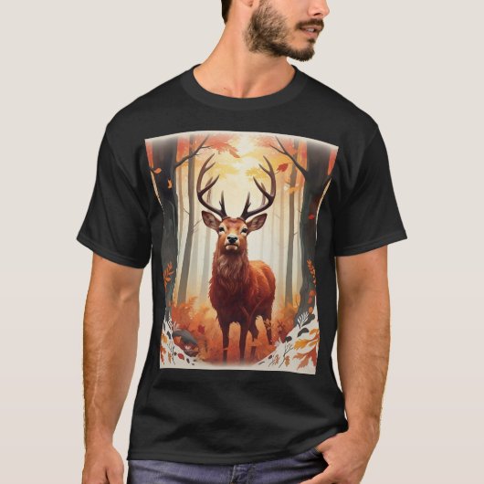 Nieuwsgierig edelhert in een sereen bos T-shirt on (Voorkant)