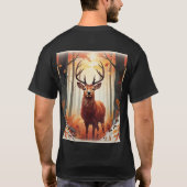 Nieuwsgierig edelhert in een sereen bos T-shirt on (Achterkant)