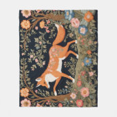 Nieuwsgierig Fox Faux Borduurwerk Elegant Bloemen Fleece Deken (Voorkant)
