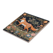 Nieuwsgierig Fox Faux Borduurwerk Elegant Bloemen Tegeltje (Zijkant)