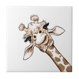 Nieuwsgierig Giraffe Art Tegeltje