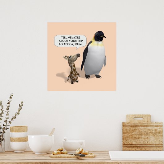 Nieuwsgierig Giraffe Baby Poster (Keuken)