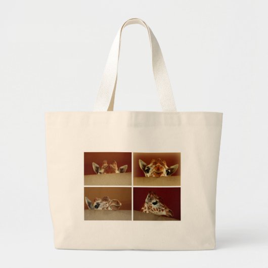 Nieuwsgierig Giraffe Grote Tote Bag (Voorkant)