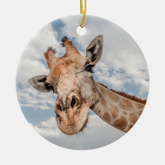 Nieuwsgierig Giraffe Keramisch Ornament (Voorkant)