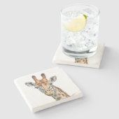 Nieuwsgierig Giraffe Stenen Onderzetter (Zijkant)