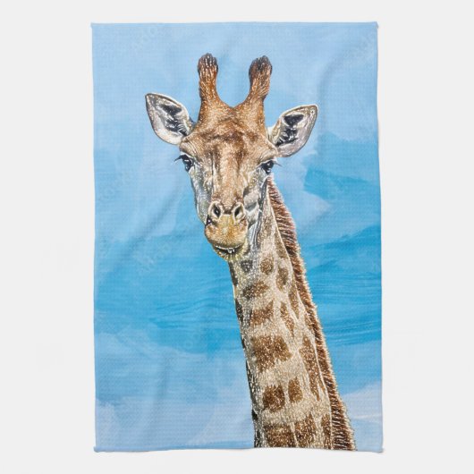 Nieuwsgierig Giraffe Theedoek (Verticaal)