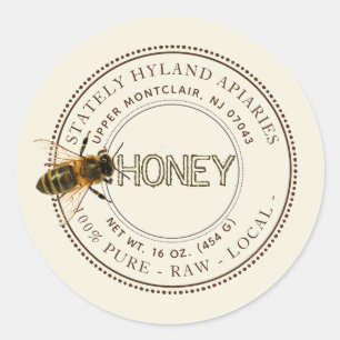 Nieuwsgierig honingetiket op bijen ronde sticker