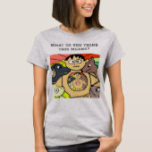 Nieuwsgierig karakter en grillige dieren t-shirt (Voorkant)