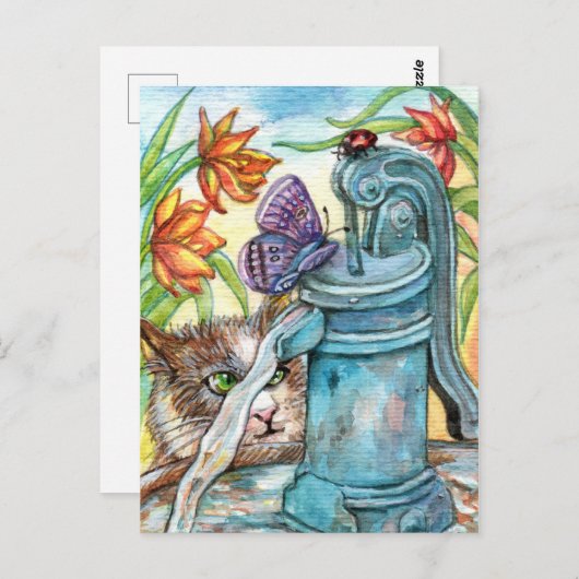 Nieuwsgierig kat briefkaart (Voorkant / Achterkant)