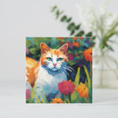Nieuwsgierig Kat In De Tuin Groeten Kaart (Staand voorkant)