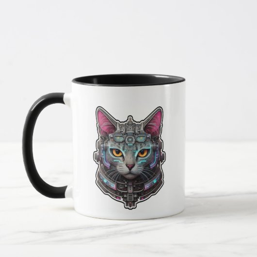 Nieuwsgierig Kat in een cyberhelm Mok (Links)