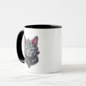 Nieuwsgierig Kat in een cyberhelm Mok (Voorkant links)