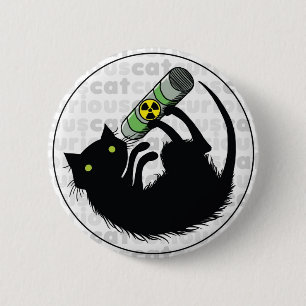 Nieuwsgierig kat met uranium ronde button 5,7 cm