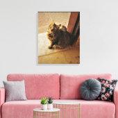 Nieuwsgierig Kat Notitieboek Canvas Afdruk (Insitu (Woonkamer))