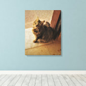 Nieuwsgierig Kat Notitieboek Canvas Afdruk (Insitu (Houten vloer))