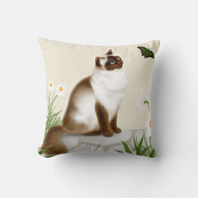 Nieuwsgierig Kat Pillow Kussen (Voorkant)