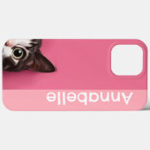 Nieuwsgierig Kat Pink Personaliseer Case-Mate iPhone Case (Achterkant (horizontaal))