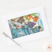 Nieuwsgierig kat rechthoekige sticker (Envelop)