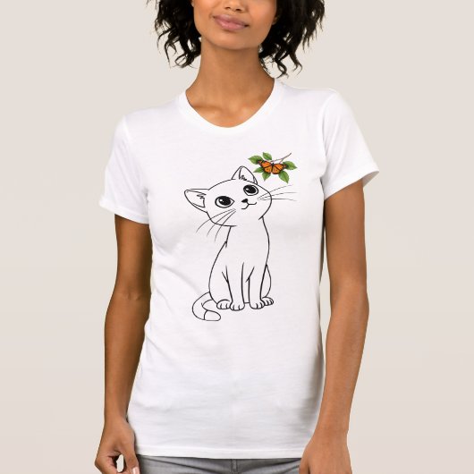 nieuwsgierig Kat T-shirt (Voorkant)
