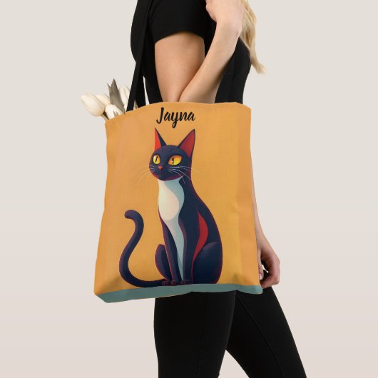 Nieuwsgierig kat tote bag (Dichtbij)