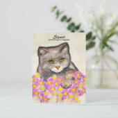 Nieuwsgierig Kat - "Verwacht dat er goede dingen z Briefkaart (Staand voorkant)