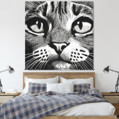 Nieuwsgierig kattengezicht canvas afdruk (Insitu (Slaapkamer))