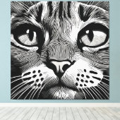 Nieuwsgierig kattengezicht canvas afdruk (Insitu (Houten vloer))