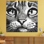 Nieuwsgierig kattengezicht canvas afdruk (Insitu (Woonkamer))