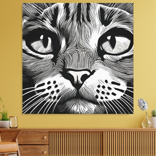 Nieuwsgierig kattengezicht canvas afdruk (Insitu (Woonkamer))
