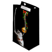 Nieuwsgierig kerstkatje klein cadeauzakje (Voorkant Gekanteld)