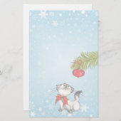 Nieuwsgierig keukenkat in een rode kerstbak briefpapier (Voorkant / Achterkant)